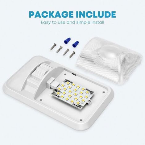 Plafonnier LED - 12 V - 280 Lm - Pour Remorque Et Camping-Car - Avec Interrupteur - Lot De 2 (1/4)