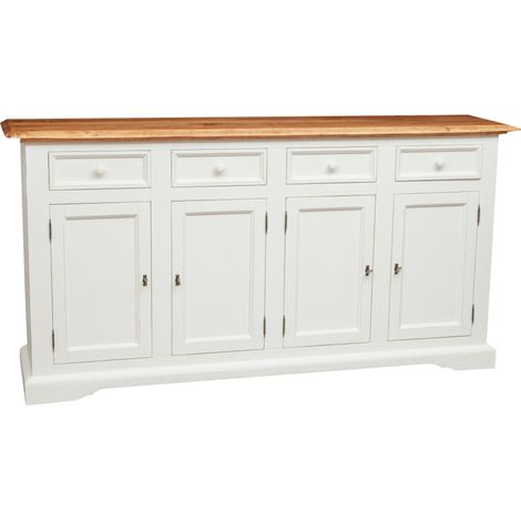 Madia legno massello 202x103x45 cm Madia bianca Spaziosa madia soggiorno Credenza soggiorno e cucina Credenza legno massello (1/5)