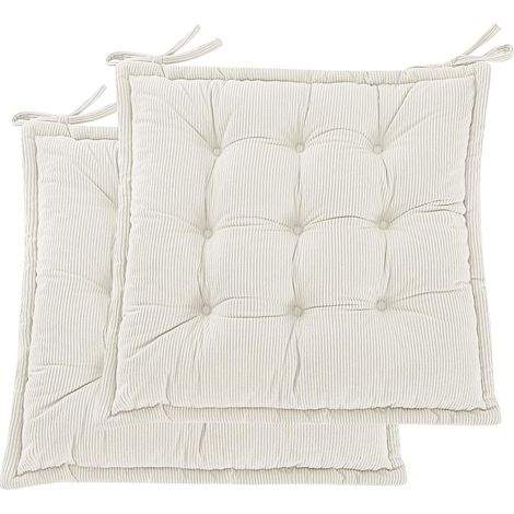 Lot de 2 coussins chaise mousse déchiquetée beige4040cm cm, intérieur/extérieur, attaches