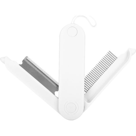 Brosse à poils en acier inoxydable pour animaux de compagnie, peigne de toilettage pour chien et chat, brosse plate pour démêler les nœuds, blanche (1/5)