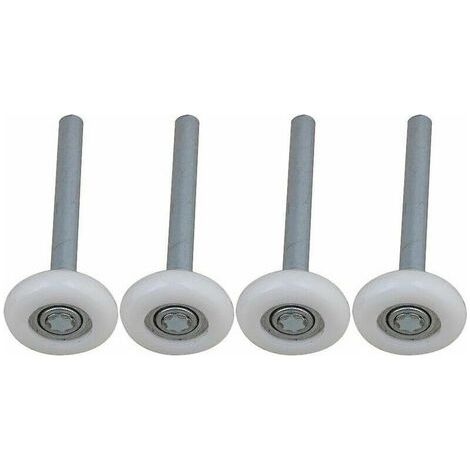 Lot de 4 roulettes de porte de garage en nylon à roulement à billes scellé avec tige de 115 mm (1/4)