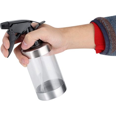 Flacon pulvérisateur d'eau en acier inoxydable et acrylique transparent 300 ml avec pulvérisateur pour arrosage des fleurs de jardin