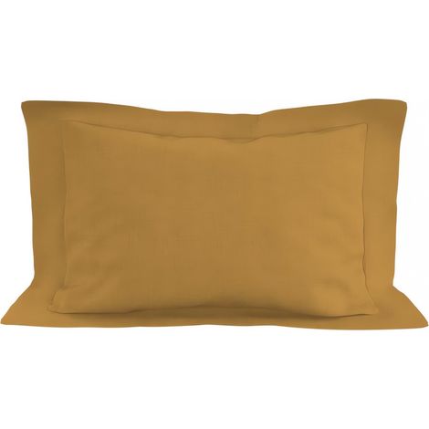 Taie d'oreiller en coton 57 fils 50x70 cm UNI moutarde, par Soleil d'ocre