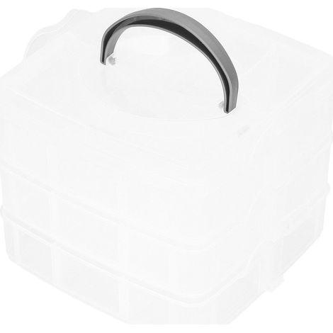 Boîte de Rangement Transparente 3 Niveaux pour Outils, Bricolage et Jouets avec 18 Compartiments (1/5)