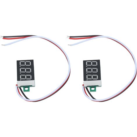 Lot de 2 voltmêmes numériques mini 3 fils testeur tension DC 0.36po LED 0.00V-30.0V protection anti-inversion (1/5)