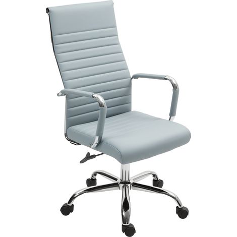Chaise dossier haut et accoudoirs pivotante de bureau fonction d'inclinaison en hauteur à, gris clair (1/5)