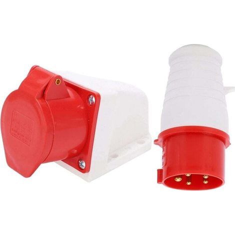 -Prise Triphasée 5 Broches Prise Femelle Industrielle et Prise Mâle Industrielle 16A 3 P + N + T pour Rallonge Electrique, Camping Car Usage Intérieur et Exterieur- (1/4)