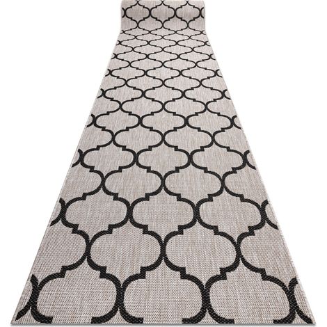 Läufer SIZAL FLOORLUX Modell 20608 Marokkanisches Spalier, Trellis silber / schwarz 70 cm beige 70x600 cm