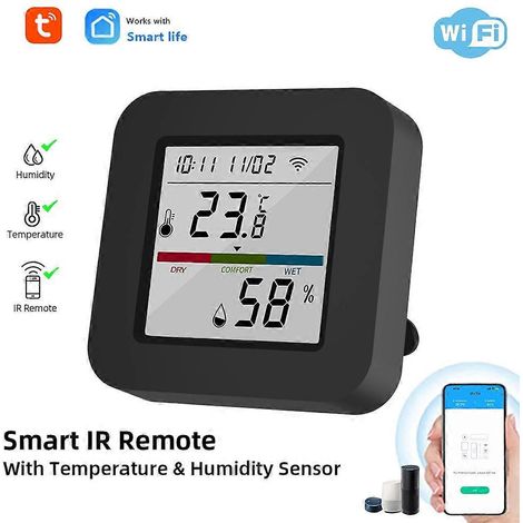 3-in-1-IR-Fernbedienung mit intelligenter Temperatur- und Feuchtigkeitsüberwachung, LCD-Bildschirm, WLAN, Bluetooth, Dual-Mode-Universum