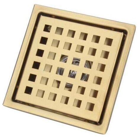 Scarico della doccia, in Acciaio Inox Anti-Odore Filtro Capelli, Scarico a Pavimento satinato Filtro per il Bagno di grosso Calibro, Piazza 150 150 mm,oro (1/5)
