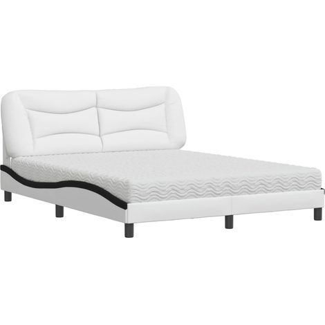 Maison Exclusive - Bett mit Matratze "Hvar" Weiß und Schwarz 160x (1/5)