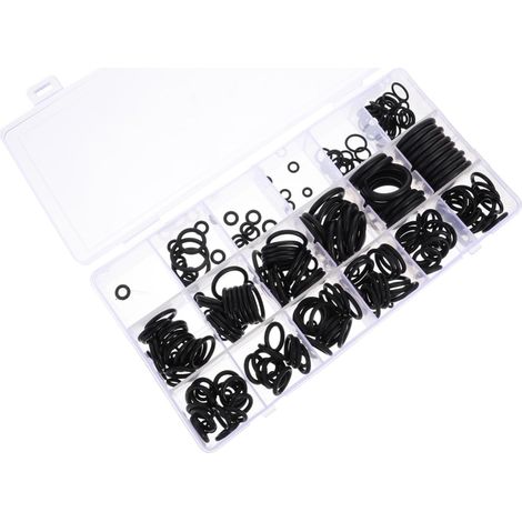 Kit di guarnizioni O-ring in gomma nitrilica nera, confezionato in scatola, adatto per la sigillatura di componenti elettrici e automobilistici. (1/5)