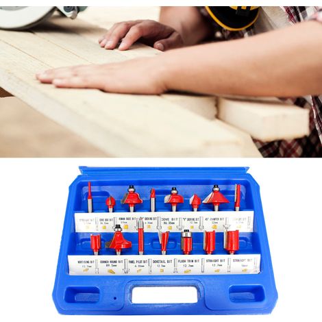 Jeu de 15 fraises à queue de 6,35 mm (1/4") pour machines à sculpter les bords décoratifs, fraises pour le travail du bois, pointes en carbure (1/5)