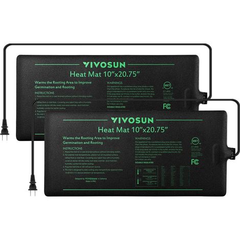Seedling Heating Mat 25 x 52 cm, Waterproof Heating Mat Certified for Indoor Hydroponic Germination Greenhouse, Indoor Garden, 2 Pack (1/5)