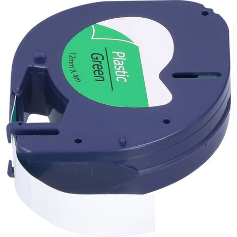 Compatible avec le ruban d'imprimante d'étiquettes DYMO LT, ruban adhésif pour étiquettes de câbles, 12 mm, fond vert avec lettrage noir, 91204. (1/5)