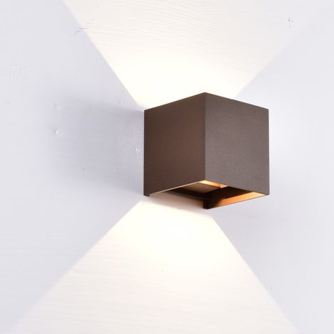 Mantra Applique murale extérieure carrée à LED DAVOS Corten, 2 x 6 W (ou 12 W), 2 700 K, intensité variable, 1 100 lm (1/3)