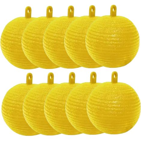 10pcs Pièges de Mouche de Fruits Suspendus 3 Pouces Traps à Boules Collants Jaunes pour moucherons Plante, Insectes Volants, Receveur moucherons pour Jardin extérieur intérieur, Tueur m