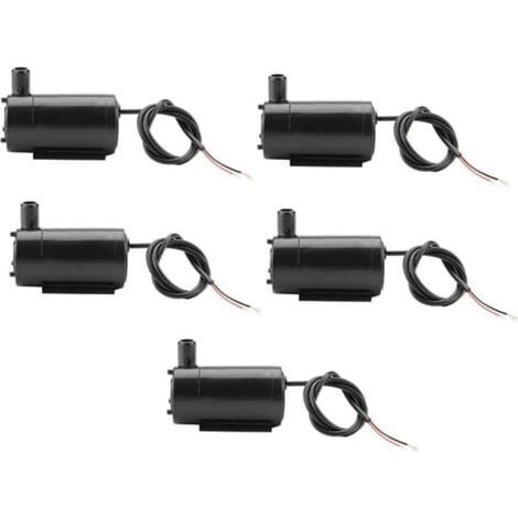 Lot de 5 mini pompes à eau, 3 W, 220 V CC, 3-5 V, pompes submersibles en plastique pour aquarium et fontaine. (1/5)