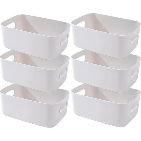 Boite Rangement Plastique,Boite de Rangement,Paniers et Boîtes de Rangement avec Poignées,Bac de Rangement Pour Cuisine,salle de bains,Bureau (Gris, 20×15×7cm/6 Pack)