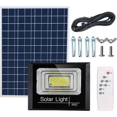 Lampe solaire LED extérieure étanche IP67, applique murale avec télécommande pour cours, allées, marchés et publicité extérieure (1/5)