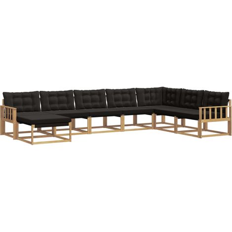 Outdoor-Sofagarnitur 8 Stk. Weiß und Schwarz Massivholz Akazie vidaXL (1/5)