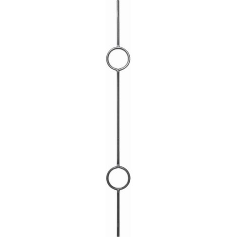 Barreau lisse avec double cercle - Hauteur 950mm Largeur 100mm rond Ø12mm - Fer forgé - À souder - DECO FER FORGE (1/2)