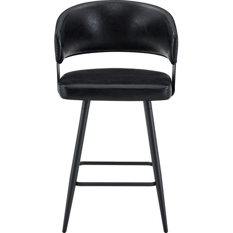 Sedia da pranzo imbottita in PU nero con braccioli, schienale e stile moderno HOMVRA (1/5)