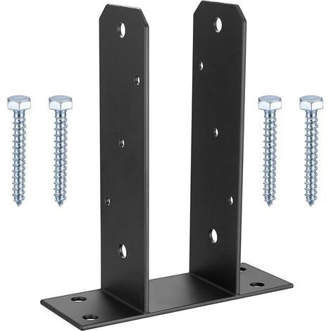 Support de poteau en U, supports de poteau de clôture, pergola en bois, support de poteau carré robuste en forme de U à visser, plaque de base, poteaux de clôture, ancrages, 7,1 cm (1/5)