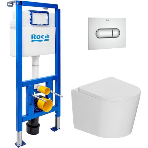 Pack WC bâti-support + WC suspendu sans bride Ceramia avec abattant SoftClose + plaque (ROCE14WT02-FR)