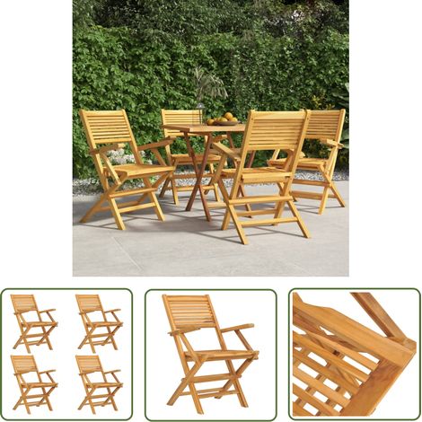 The Living Store Gartenstühle 4 Stk. Klappbar 55x62x90 cm Massivholz Teak - Teakholzmöbel - Gartenstühle - Klappstühle - Outdoor Möbel - Balkonmöbel (1/5)
