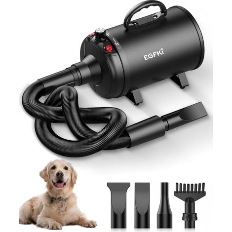 Dog Hair Dryer,  5.2HP / 3800W Pet Grooming Force High Speed Blower with 4 Nozzles,  Adjustable Speed and Temperature,  Dog Hair Dryer for Grooming (1/5)