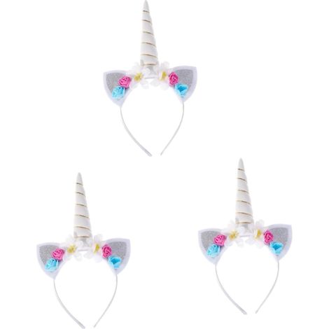 3pièces Diadème Licorne Pour Décorations De Fleurs Accessoire De Costumes Pour Fête Et Festival Blanc (1/5)