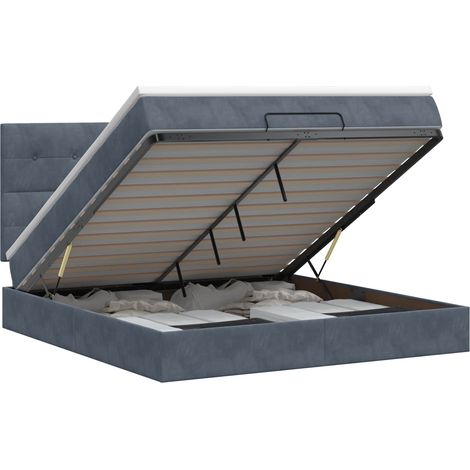 Maison Exclusive - Letto ottomano con materasso Grigio Scuro 140 x 190 cm Velluto (1/5)