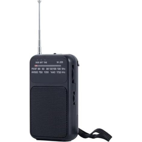Radio petite portable de sac avec transistor de batterie, radio AM, FM, SW, batterie, radio numérique, radio de sac, fonction avec piles (noir) (1/5)
