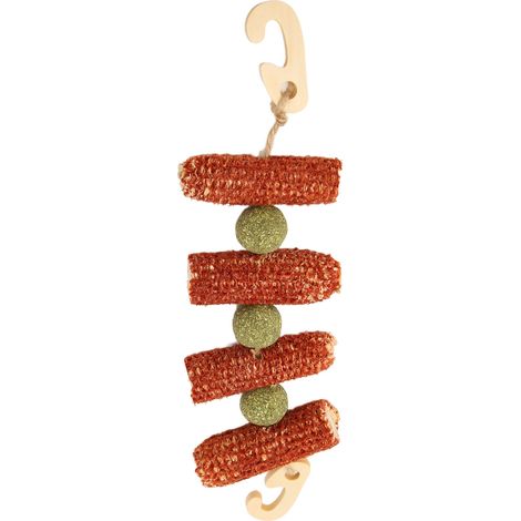 Jouets à mâcher suspendus pour lapins avec 2 crochets, jouet à mâcher avec balle d'herbe pour lapins, hamsters et cochons d'Inde. (1/5)