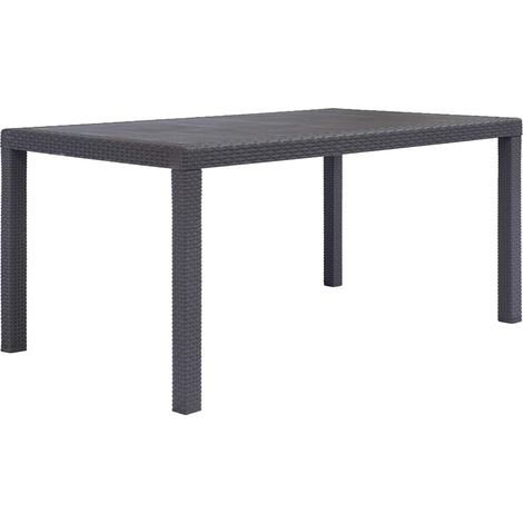 vidaXL Mesa de jardín de plástico aspecto ratán marrón 150x90x72 cm (1/5)