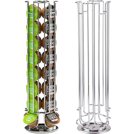 Porte-capsules de café pour 32 capsules Dolce Gusto, support de rangement pour capsules de café, rotatif, argenté (1/5)
