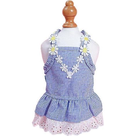Kleines geblümtes Kleidchen für Hündin, Spitzen-Tutu-Rock, elegantes blaues Outfit Größe M, Hundemädchenkleidung, süßes Kostüm.