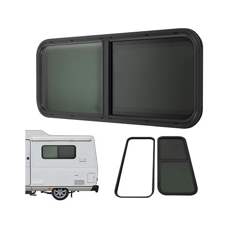 Fenêtre basculante universelle pour caravane 6 tailles de fenêtre Verre teinté renforcé Fenêtre coulissante pour caravane pour protection solaire et ventilation (1000 × 400 mm) (1/5)