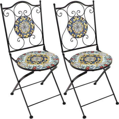 Axi Amélie 2 Chaises Bistrot, Multicouleurs, Pliantes Salon De Jardin Bistrot, Chaises De Jardin Mosaique Pour Extérieur/Balcon/Terrasse (1/5)