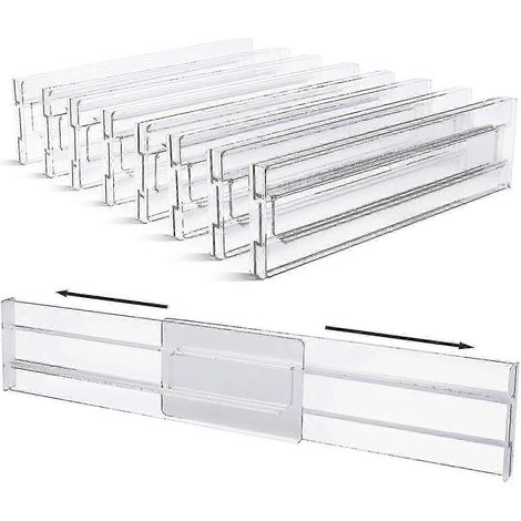 Séparateurs de tiroirs en plastique transparent, compatibles avec un ensemble de 8 boîtes de rangement réglables pour l'organisation de la maison. (1/5)