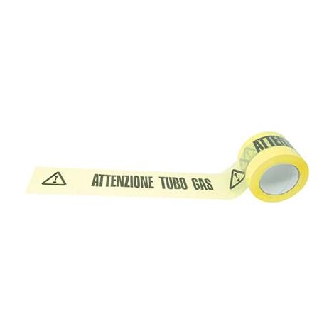 NASTRO SEGNALETICO ATTENZIONE TUBO GAS - H.MM 100 ML 200- 4 pezzi