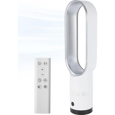 Ventilateur sans rotor avec télécommande, ventilateur tour 2 en 1, très silencieux et purificateur d'air avec HEPA, 8 vitesses, oscillation à 90°, minuterie, refroidisseur d'air, climatiseur mobile (1/5)