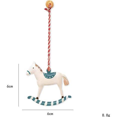 Décorations de sapin de Noël en métal, mini suspensions style nordique, ornements festifs en forme de petit cheval bleu, accessoires décoratifs pour arbre, lot de 2 pièces (1/4)