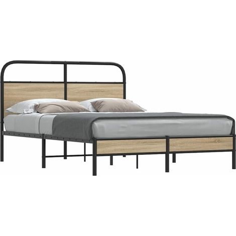 Cadre de lit sans matelas-Structure de lit 120x190 cm chêne fumé bois ingénierie 362879 (1/5)