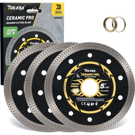 Diamond Disc 125mm, Extra Thin Cutting Disc for Tile, Ceramic, Marble and Granite, Dry or Water Cutting, 22.25mm Bore with 20mm (1/5)