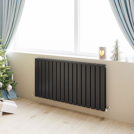 Acezanble Horizontal Flat Panel Radiator Central Heating Rad 600x1156mm Double Black