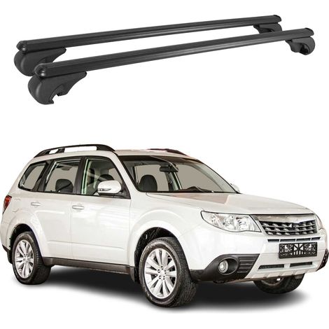 OMAC Aluminium Dachträger Querträger für Subaru Forester III 2008-2013 – TÜV / DIN 75302:2019 – Abschließbar – Max. 75 kg – 2 Stangen Schwarz (1/5)