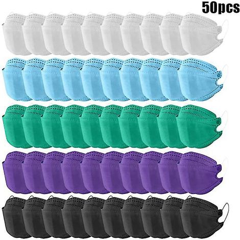 Masques faciaux jetables pour enfants, couleur unie, 10/30/50 pièces, type poisson, protection intégrale du visage, couleurs assorties (1/4)