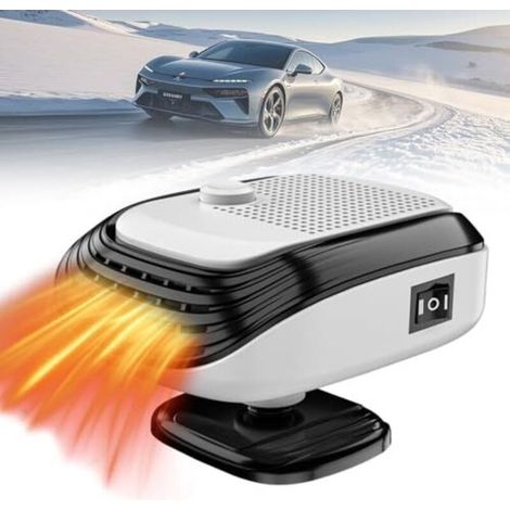 Chauffage de voiture portable 12 V, se branche sur l'allume-cigare, dégivreur de pare-brise, fonctionnement silencieux (blanc) (1/5)